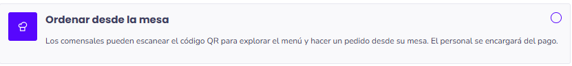 Opción Ordenar desde la mesa