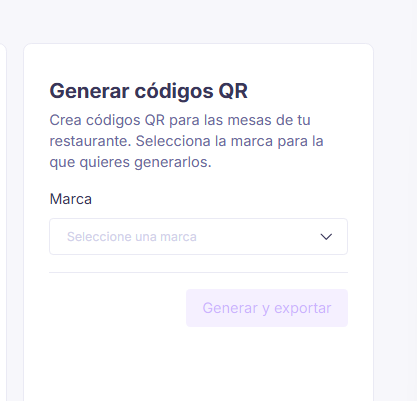 Panel de Generar códigos QR con el selector de marca