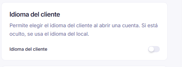 Interruptor para permitir elegir el idioma del cliente
