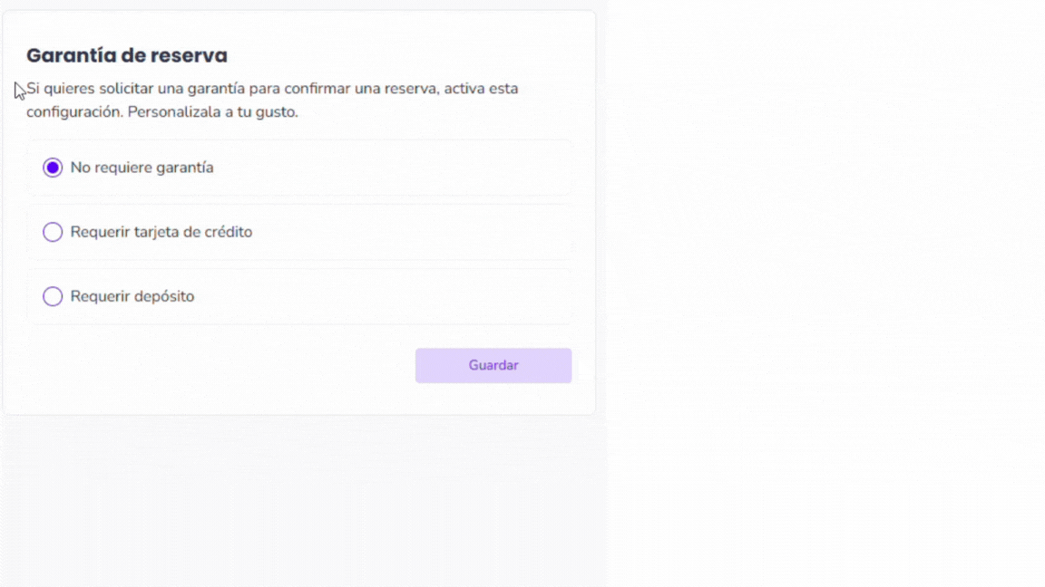 Configuración de la garantía de reserva