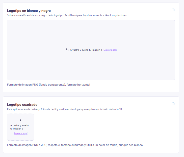 Configuración del logotipo en blanco y negro y el logotipo cuadrado
