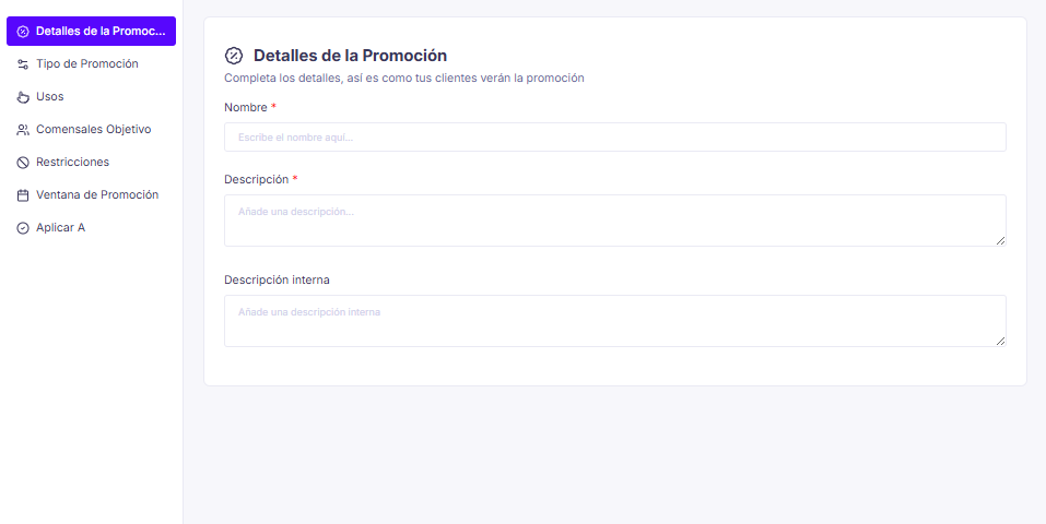 Paso Detalles de la Promoción