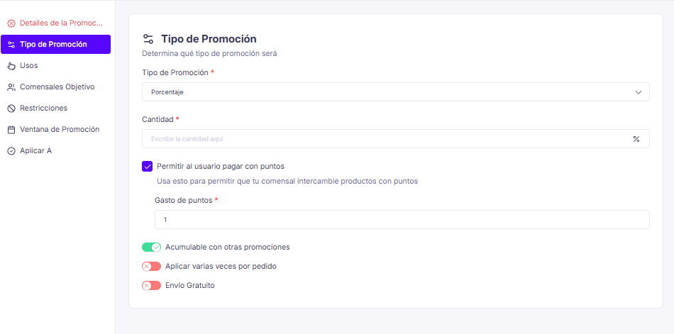 Paso Tipo de Promoción